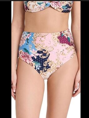 New Anthropologie Agua Bendita Alicia Blush Floral Paisley High Swim Bottom SM 6